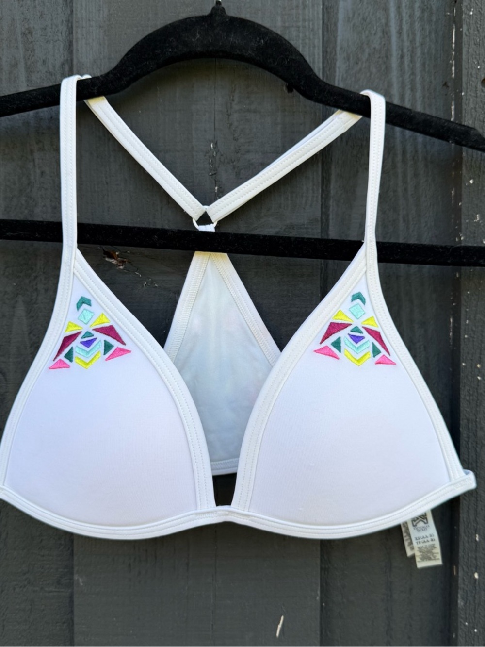 Victoria's Secret PINK White Embroidered Bikini top with triangle detail XS